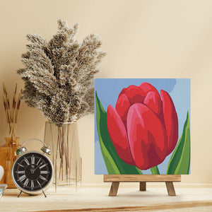 Mini Paint by numbers Red Tulip 20x20cm already framed