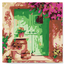 Load image into Gallery viewer, Mini Paint by numbers Green Door 20x20cm already framed