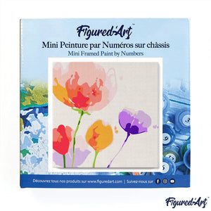 Mini Paint by numbers Colourful Flowers 20x20cm already framed