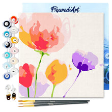 Load image into Gallery viewer, Mini Paint by numbers Colourful Flowers 20x20cm already framed