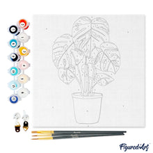 Load image into Gallery viewer, Mini Paint by numbers Beautiful Monstera Pot 20x20cm already framed