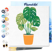 Load image into Gallery viewer, Mini Paint by numbers Beautiful Monstera Pot 20x20cm already framed