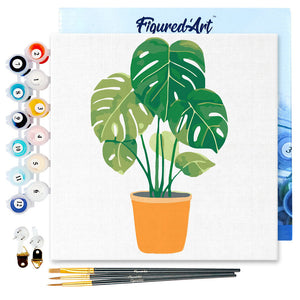 Mini Paint by numbers Beautiful Monstera Pot 20x20cm already framed