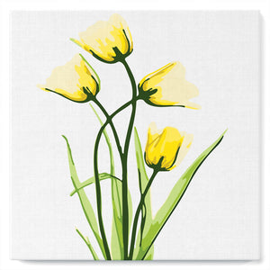 Mini Paint by numbers Blooming Yellow Tulips 20x20cm already framed