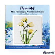 Load image into Gallery viewer, Mini Paint by numbers Blooming Yellow Tulips 20x20cm already framed