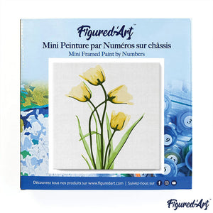 Mini Paint by numbers Blooming Yellow Tulips 20x20cm already framed