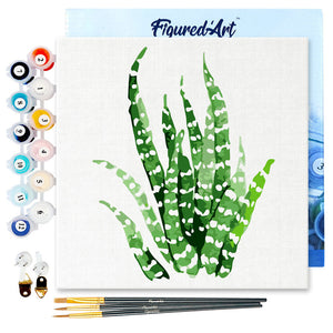 Mini Paint by numbers Abstract Aloe Vera Plant 20x20cm already framed