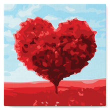 Load image into Gallery viewer, Mini Paint by numbers Tree with Heart Shape 20x20cm already framed