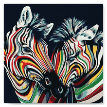 Load image into Gallery viewer, Mini Paint by numbers Couple of Colourful Zebras 20x20cm already framed