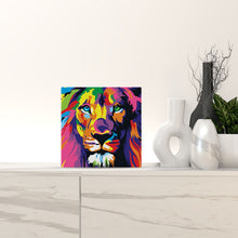 Load image into Gallery viewer, Mini Paint by numbers Lion Pop Art 20x20cm already framed