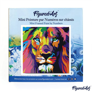 Mini Paint by numbers Lion Pop Art 20x20cm already framed