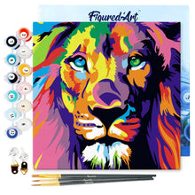 Load image into Gallery viewer, Mini Paint by numbers Lion Pop Art 20x20cm already framed