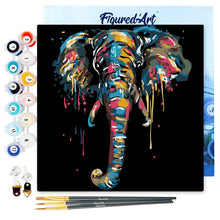 Load image into Gallery viewer, Mini Paint by numbers Elephant Painting 20x20cm already framed