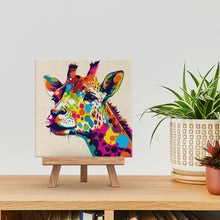 Load image into Gallery viewer, Mini Paint by numbers Giraffe Abstract Pop Art 20x20cm already framed