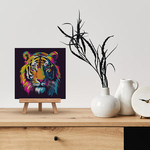 Mini Paint by numbers Tiger Abstract Pop Art 20x20cm already framed