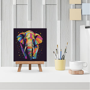 Mini Paint by numbers Elephant Abstract Pop Art 20x20cm already framed