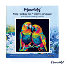 Load image into Gallery viewer, Mini Paint by numbers Parrots Abstract Pop Art 20x20cm already framed