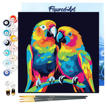 Load image into Gallery viewer, Mini Paint by numbers Parrots Abstract Pop Art 20x20cm already framed