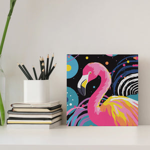 Mini Paint by numbers Flamingo Abstract Pop Art 20x20cm already framed