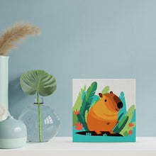 Load image into Gallery viewer, Mini Paint by numbers Tropical Capybara 20x20cm already framed