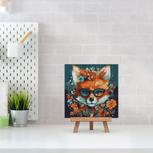 Load image into Gallery viewer, Mini Paint by numbers Fantasy fox and flowers 20x20cm already framed