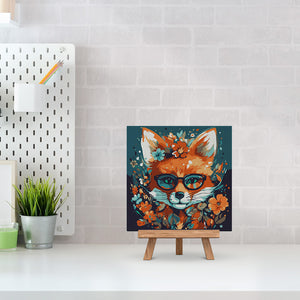 Mini Paint by numbers Fantasy fox and flowers 20x20cm already framed