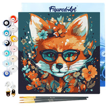 Load image into Gallery viewer, Mini Paint by numbers Fantasy fox and flowers 20x20cm already framed