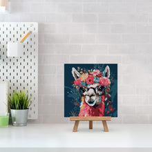 Load image into Gallery viewer, Mini Paint by numbers Fantasy llama and flowers 20x20cm already framed