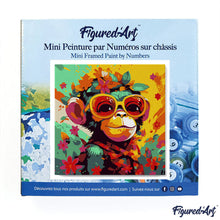 Load image into Gallery viewer, Mini Paint by numbers Fantasy monkey and flowers 20x20cm already framed