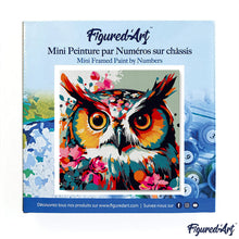 Load image into Gallery viewer, Mini Paint by numbers Fantasy owl with flowers 20x20cm already framed