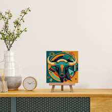 Load image into Gallery viewer, Mini Paint by numbers Bull Art-Deco Inspired Abstract 20x20cm already framed