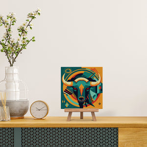 Mini Paint by numbers Bull Art-Deco Inspired Abstract 20x20cm already framed