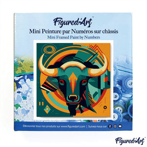 Mini Paint by numbers Bull Art-Deco Inspired Abstract 20x20cm already framed