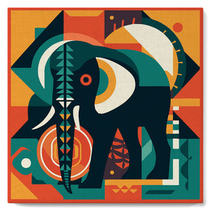 Mini Paint by numbers Elephant Art-Deco Inspired Abstract 20x20cm already framed Figured'Art UK