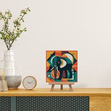 Load image into Gallery viewer, Mini Paint by numbers Elephant Art-Deco Inspired Abstract 20x20cm already framed