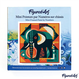 Mini Paint by numbers Elephant Art-Deco Inspired Abstract 20x20cm already framed