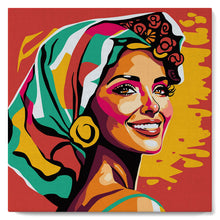 Load image into Gallery viewer, Mini Paint by numbers Exotic Beauty Pop Art 20x20cm already framed Figured&#39;Art UK