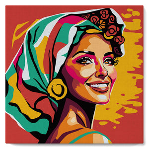 Mini Paint by numbers Exotic Beauty Pop Art 20x20cm already framed Figured'Art UK