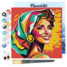 Load image into Gallery viewer, Mini Paint by numbers Exotic Beauty Pop Art 20x20cm already framed