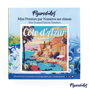 Mini Paint by numbers Travel Poster Cote d'Azur 20x20cm already framed