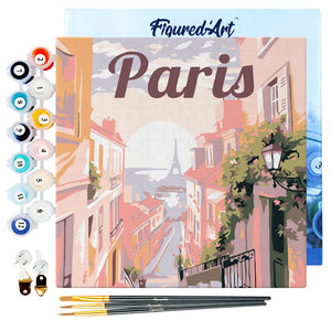 Mini Paint by numbers Travel Poster Paris 20x20cm already framed