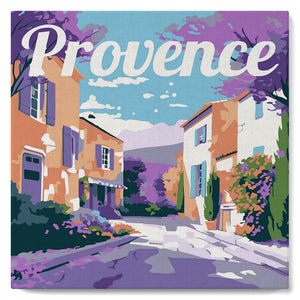 Mini Paint by numbers Travel Poster Provence Spring 20x20cm already framed Figured'Art UK