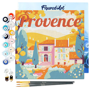 Mini Paint by numbers Travel Poster Provence Autumn 20x20cm already framed