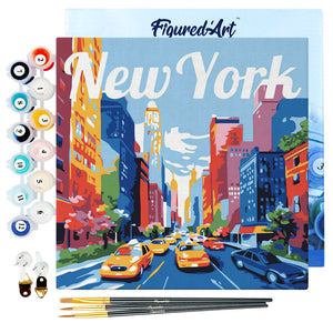 Mini Paint by numbers Travel Poster New York City 20x20cm already framed