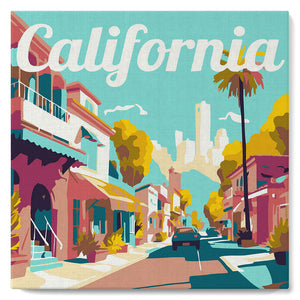 Mini Paint by numbers Travel Poster California Street 20x20cm already framed Figured'Art UK