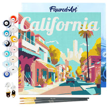 Load image into Gallery viewer, Mini Paint by numbers Travel Poster California Street 20x20cm already framed