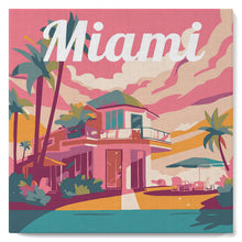 Load image into Gallery viewer, Mini Paint by numbers Travel Poster Miami 20x20cm already framed Figured&#39;Art UK