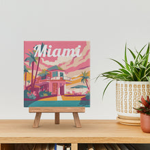 Load image into Gallery viewer, Mini Paint by numbers Travel Poster Miami 20x20cm already framed