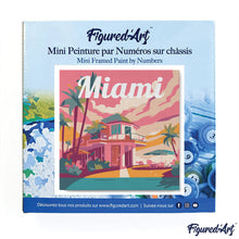 Load image into Gallery viewer, Mini Paint by numbers Travel Poster Miami 20x20cm already framed