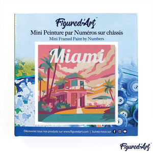 Mini Paint by numbers Travel Poster Miami 20x20cm already framed